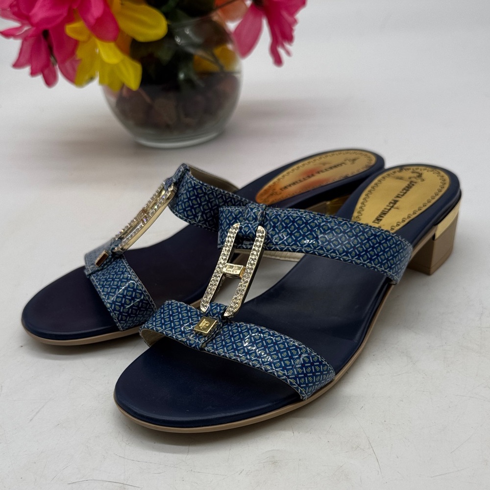 Loretta Petttinari Blue Patterned Women's Slide Sandals EU Size 37 MCS9922K